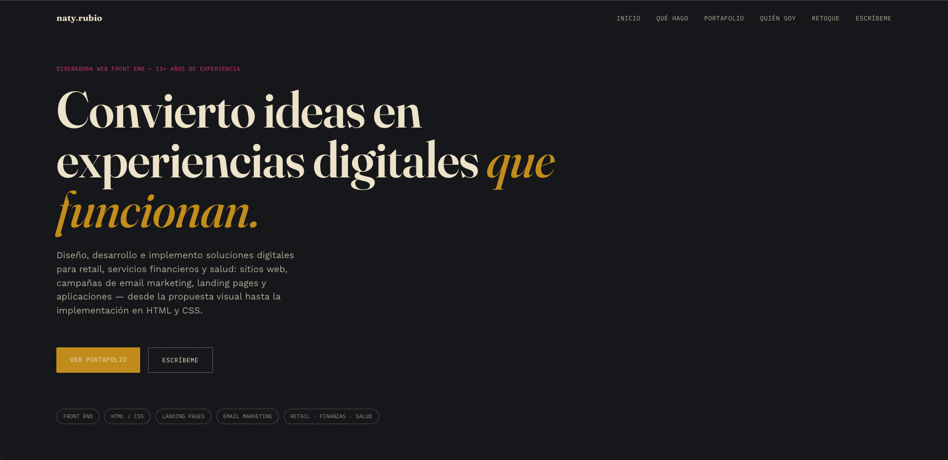 Captura del portafolio de Natalia Rubio